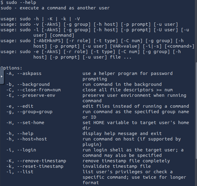 Sudo Help
