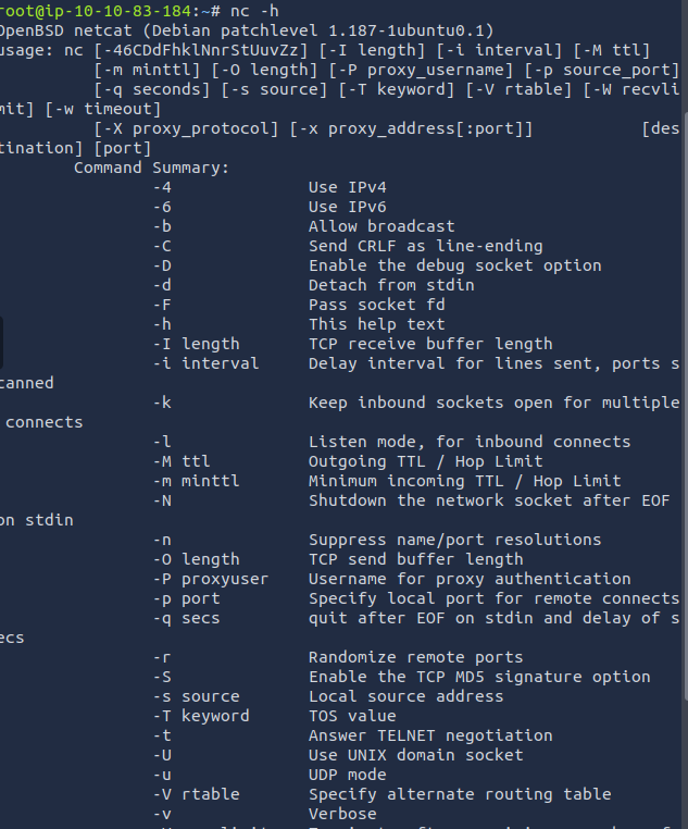 Netcat options